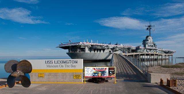 USS Lexington Museum on Corpus Christi Texas Bay. The Lavatory Texas luxury restroom trailer rentals in Corpus Christi
