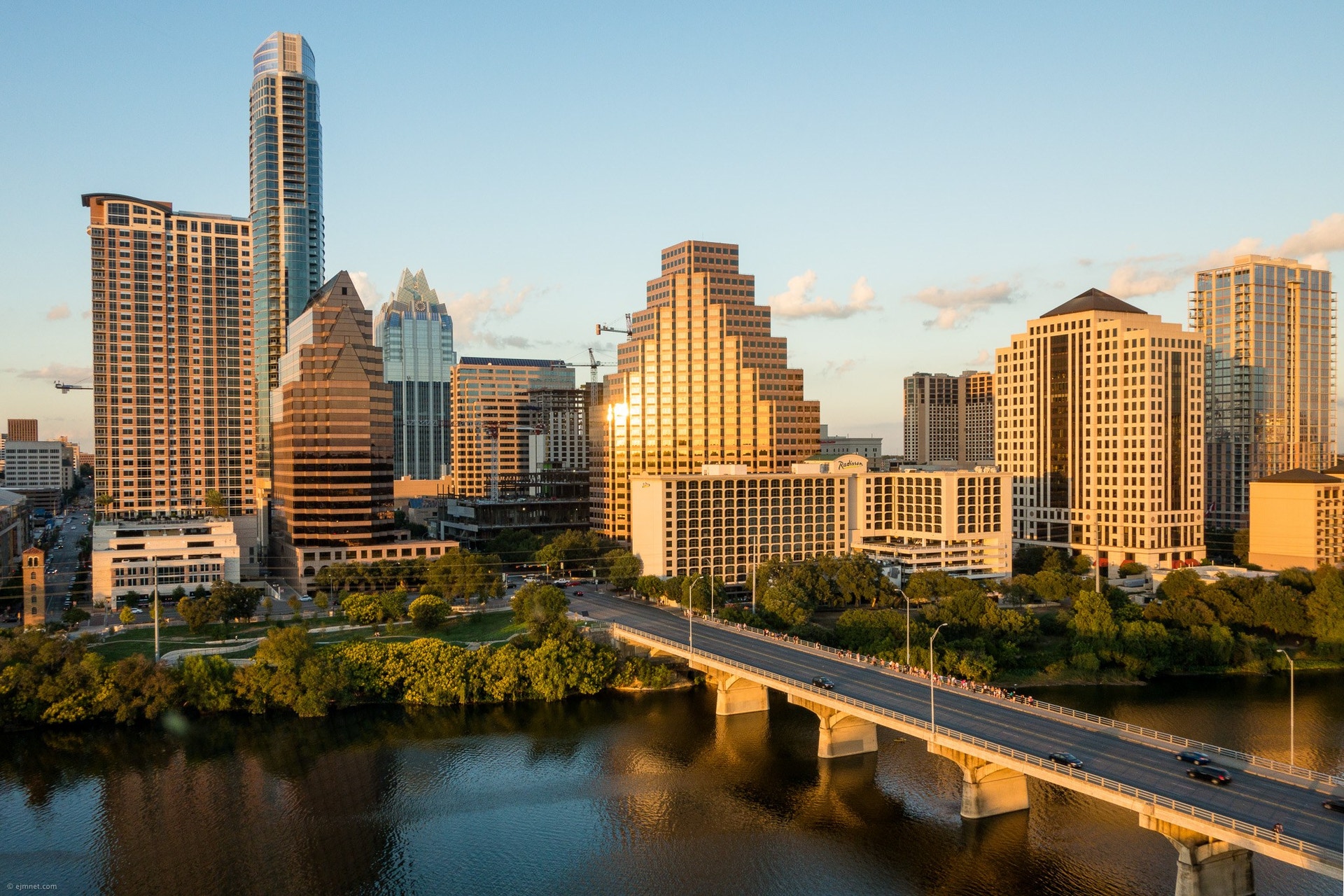 Austin neighborhood and skyline view, Austin, Texas