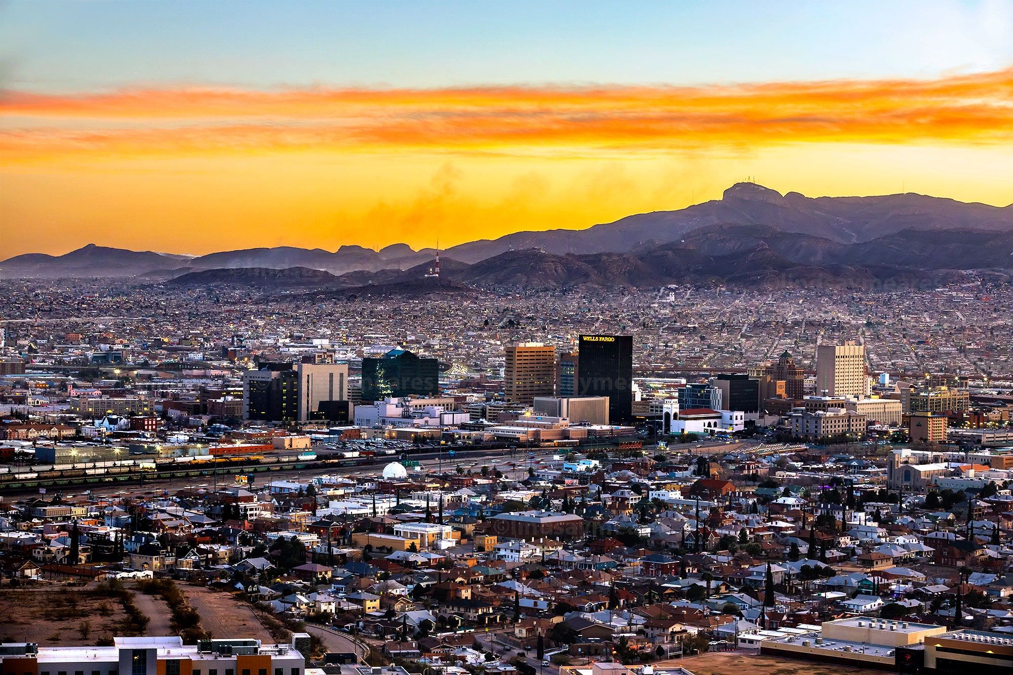 El Paso neighborhood and skyline view, El Paso, Texas