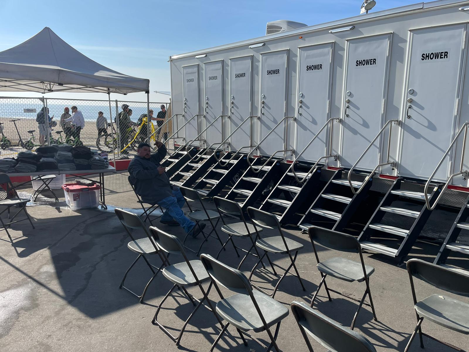 Texas emergency disaster response luxury restroom trailer rental. FEMA partner shower and laundry trailer deployment